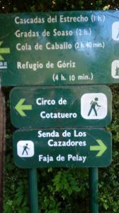Indicaciones inicio ruta de las Cascadas
